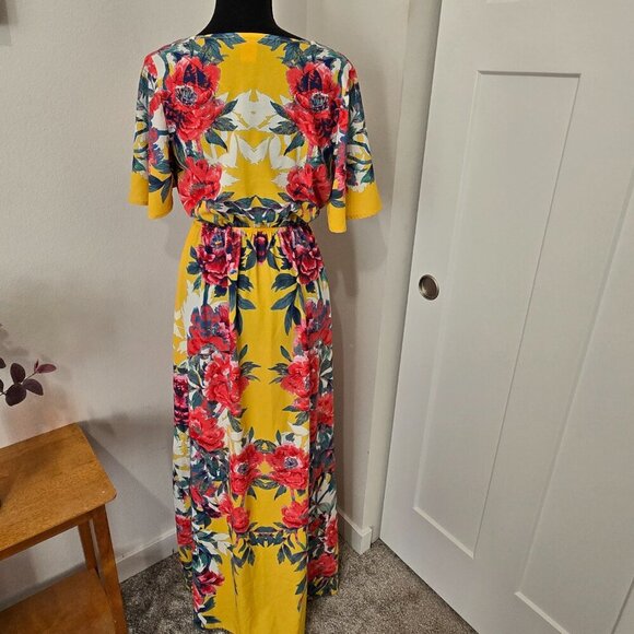 Flying Tomato Yellow Pink Floral Maxi Dress Small Perfect for Easter - Picture 6 of 10
